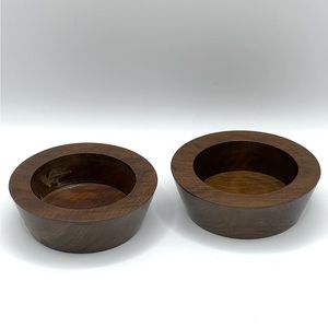 Set of 2 Vintage Olive Wood Trinket Dishes/Ashtrays Smoker's Set MCM Africa